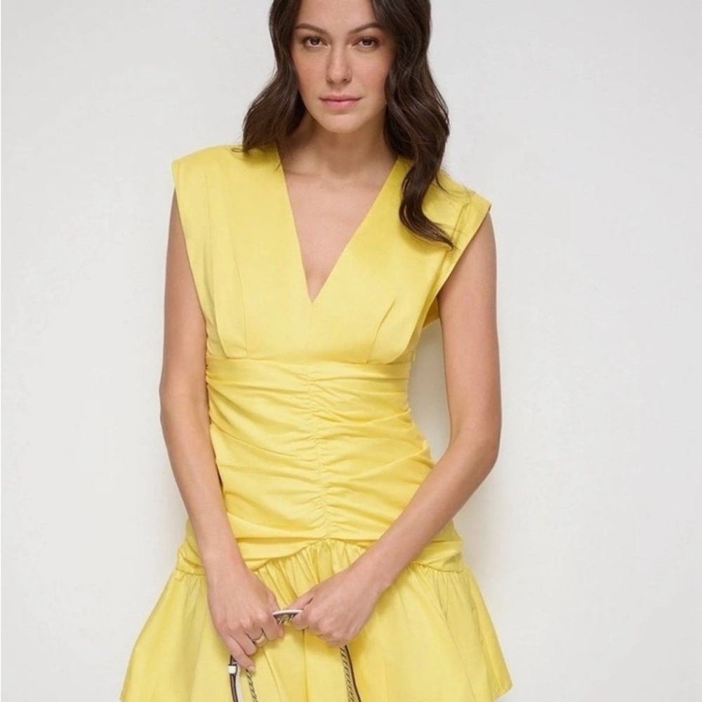 DKNY Yellow Ruched Mini Dress Never Worn